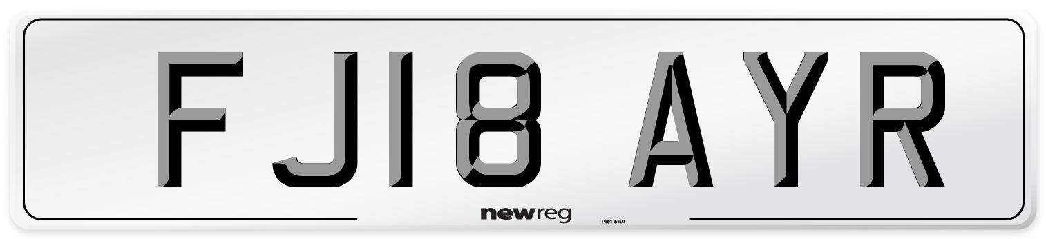 FJ18 AYR Number Plate from New Reg